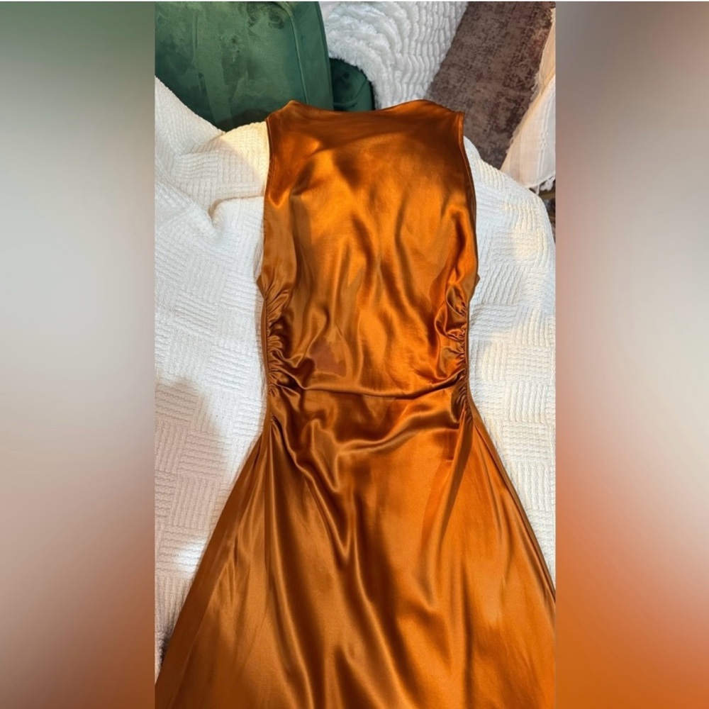 Reformation Anaiis Silk Dress - Copper - Picture 12 of 13